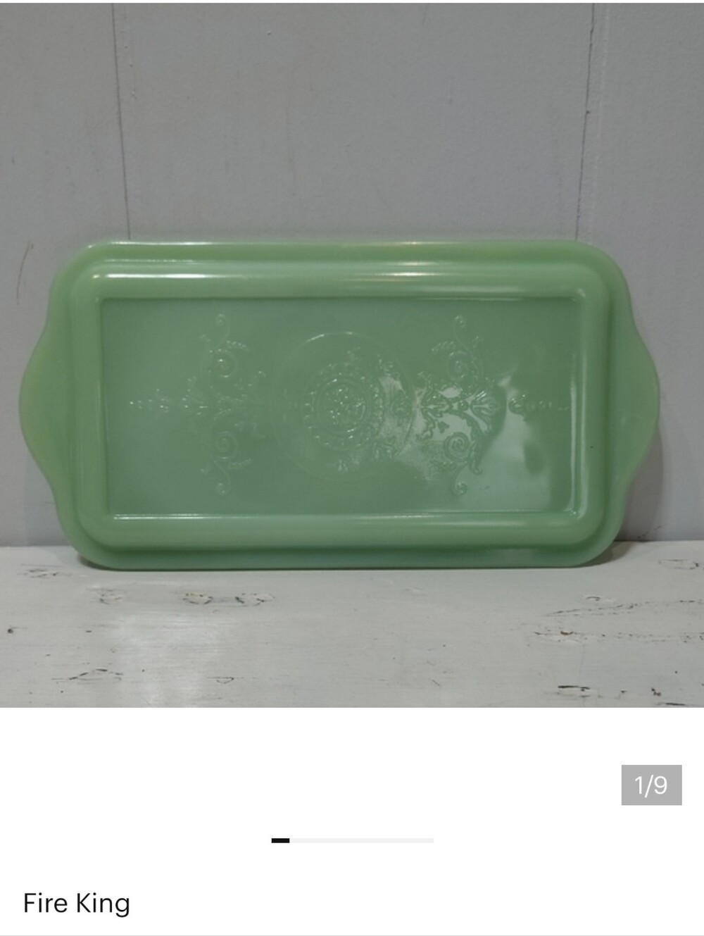 Philbe Fire-King Jadeite Refrigerator Dish Lid Rectangular Tray‎ 10”